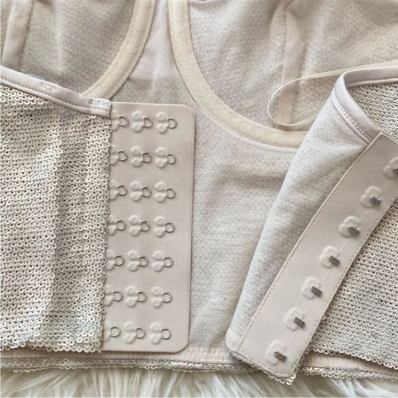 Zara Sequin Corset Bra Top in Champagne - Picture 9 of 11